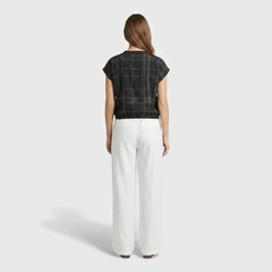 Blusa feminina estampada com cós em elástico