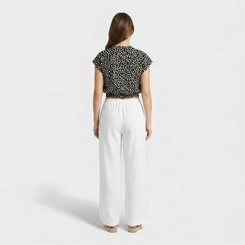 Blusa feminina estampada com cós em elástico