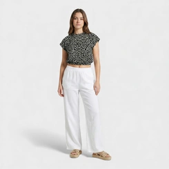 Blusa feminina estampada com cós em elástico
