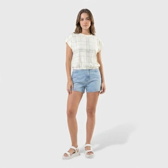 Blusa feminina estampada com cós em elástico