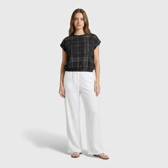 Blusa feminina estampada com cós em elástico