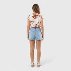 Blusa feminina estampada com cós em elástico