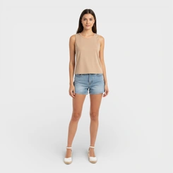 Regata Feminina Básica Lisa Gola Redonda Viscose