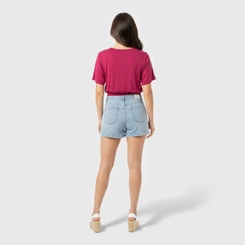 Blusa feminina lisa com barra em elástico