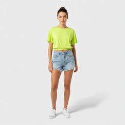 Blusa feminina lisa com barra em elástico