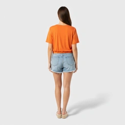 Blusa feminina lisa com barra em elástico