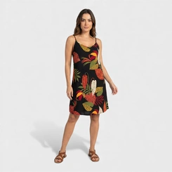 Vestido Estampado Com Alça Midi