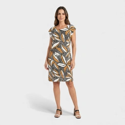 Vestido Estampado Com Manga Japonesa