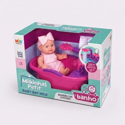 Boneca Milkinhas Petit Com Banheira