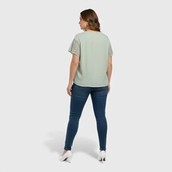 Blusa Feminina Chic Top Manga Crochê