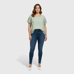Blusa Feminina Chic Top Manga Crochê