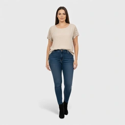 Blusa Feminina Chic Top Manga Crochê