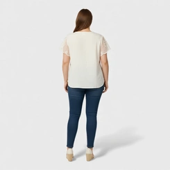 Blusa Feminina Chic Top Manga Crochê
