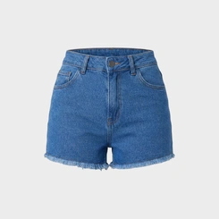 Shorts Feminino Jeans Com Barra Desfiada Human Body