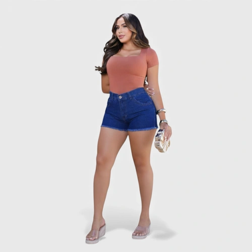 Shorts Feminino Jeans Escuro Human Body