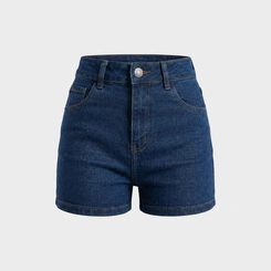 Shorts Jeans Feminino Escuro Human Body Cintura Alta
