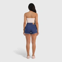 Shorts Feminino Jeans Com Barra Desfiada Human Body