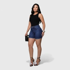 Bermuda Jeans Escuro Feminina Human Body