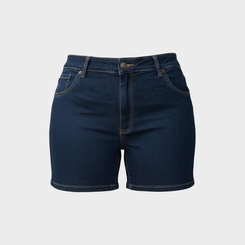 Bermuda Feminina Jeans Escuro Plus Size Human Body