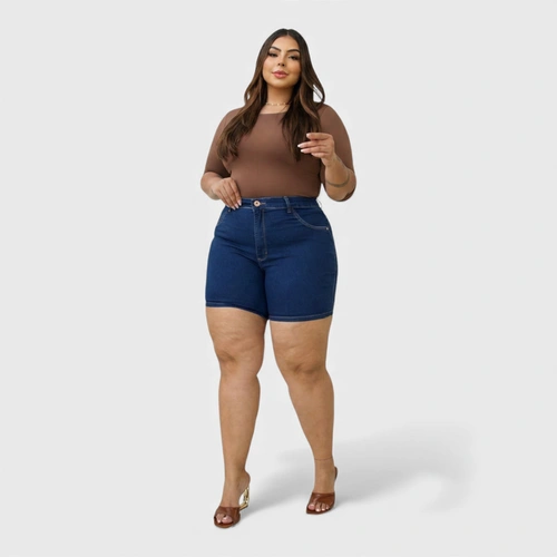 Bermuda Feminina Jeans Plus Size Human Body