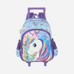 Kit Mochila De Rodinhas E Lancheira Unicórnio Luxcel