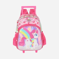 Kit Mochila De Rodinhas E Lancheira Unicórnio Luxcel