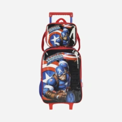 Kit Mochila De Rodinhas E Lancheira Personagens Vingadores Luxcel
