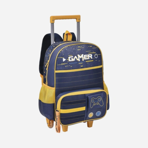 Mochila Rodinhas Gamer Video Game Menino Azul Escolar Clio Style