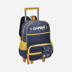 Mochila Rodinhas Gamer Video Game Menino Azul Escolar Clio Style