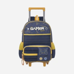 Mochila Rodinhas Gamer Video Game Menino Azul Escolar Clio Style