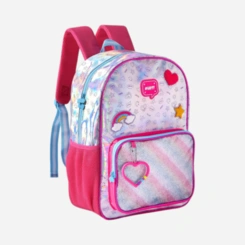 Mochila Escolar Juvenil Holográfica Prata Glitter Clio Style