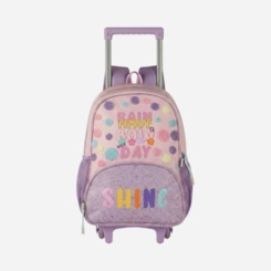 Mochila Infantil Menina Rodinhas Pompons Rosa Clio Style