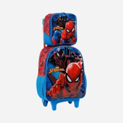 Kit Mochila De Rodinhas E Lancheira Homem Aranha Xeyus