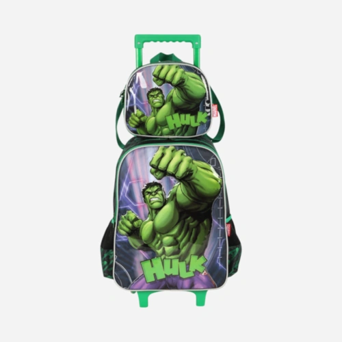 Kit Mochila De Rodinhas E Lancheira Hulk E Homem De Ferro Luxcel