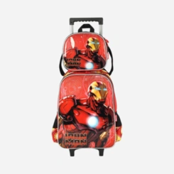 Kit Mochila De Rodinhas E Lancheira Hulk E Homem De Ferro Luxcel