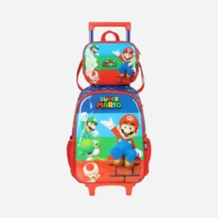 Kit Mochila De Rodinhas E Lancheira Super Mario Luxcel