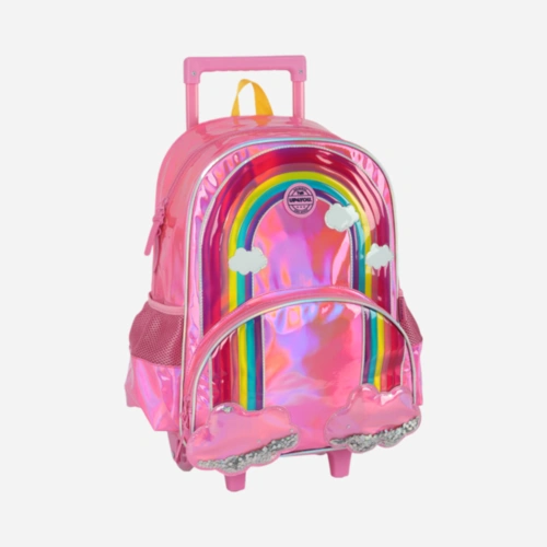 Mochila Infantil Com Rodinhas Arco-Íris Luxcel