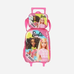 Kit Mochila Com Rodinhas e Lancheira Infantil Barbie Luxcel