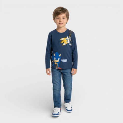 Blusa Manga Longa Infantil Menino Brandili Sonic E Tails