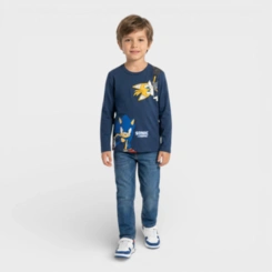 Blusa Manga Longa Infantil Menino Brandili Sonic E Tails