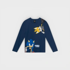 Blusa Manga Longa Infantil Menino Brandili Sonic E Tails