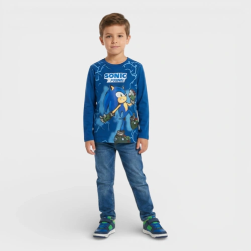 Blusa Manga Longa Infantil Menino Sonic Brandili