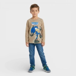 Blusa Manga Longa Infantil Menino Sonic Brandili