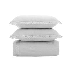 Colcha De Casal Romantic Lisa Com Bordado Inglês Corttex 200 Fios