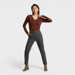 Blusa Básica Feminina Gola V E Manga Longa Rovitex