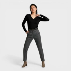 Blusa Básica Feminina Gola V E Manga Longa Rovitex