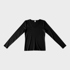 Blusa Básica Feminina Gola V E Manga Longa Rovitex