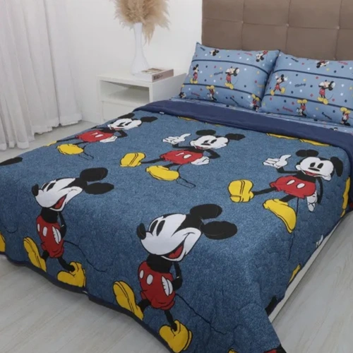 Edredom Casal Mickey E Minnie Portallar 100% Algodão