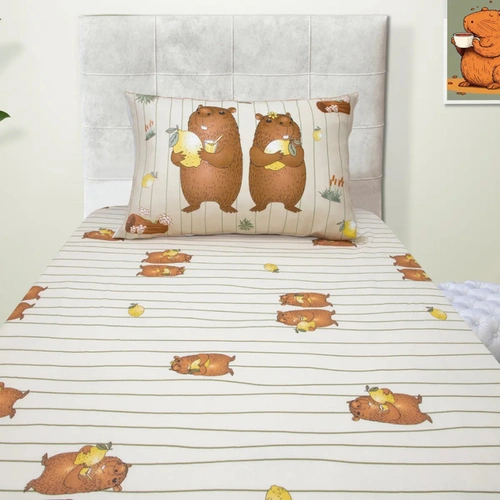 Jogo De Cama Solteiro Infantil Capivara Portallar