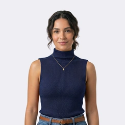 Blusa Feminina Garrafinha em Tricot Canelado